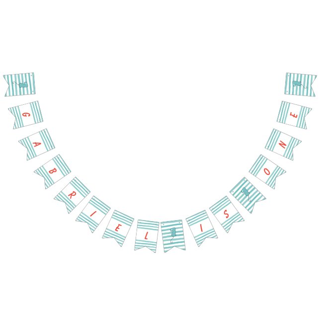 Banderines Boy Balloon Themed First Birthday Banner (Todo)