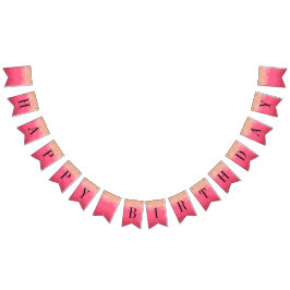 Banderines Bright Pink Happy Birday with Gold Purpurina