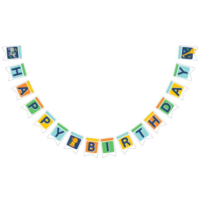 Banderines Bright Zoo Jungle Animals Birthday BUNTING FLAGS (Todo)