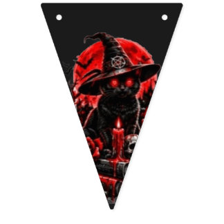 Banderines Bruja Gótica Gato Negro Vela Calavera Halloween De