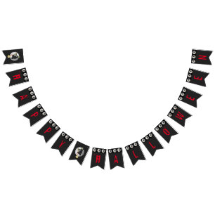 Banderines Bruja malvada y bruja que vuela en plena luna