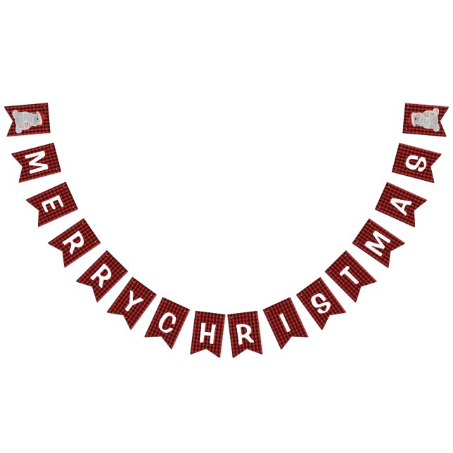 Banderines Búfalo Negro Rojo Jugado Feliz Navidad (Todo)