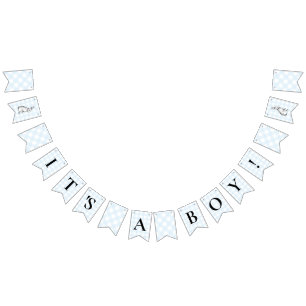 Banderines Bunny Rabbit Blue Gingham Baby Shower Bunting
