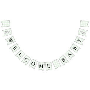 Banderines Bunny Rabbit Green Gingham Baby Shower Bunting