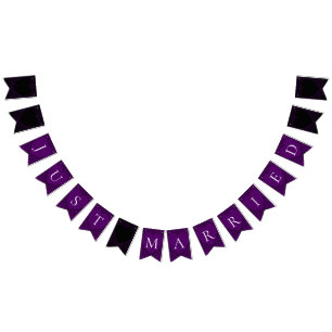 Banderines Bunting Boda gótico morado y negro