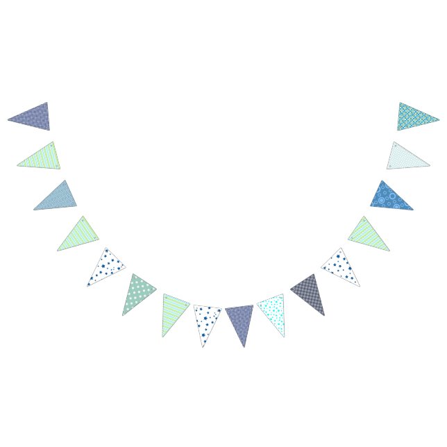 Banderines Bunting - Bunting Azul Verde y Blanco (Todo)