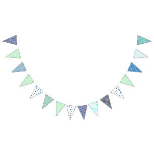 Banderines Bunting - Bunting Blue Green y White