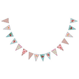 Banderines Bunting de cerezos retro.