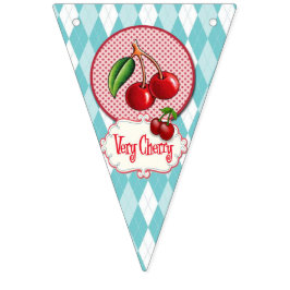 Banderines Bunting de cerezos retro.