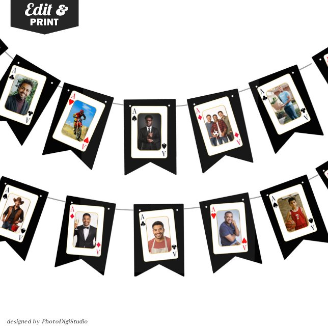 Banderines Bunting de fotos personalizado, Personalizado Casi (Personalized Photo Bunting, Custom Casino Poker Bunting Flags)