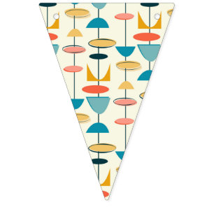 Banderines Bunting retro atómico de los años 50