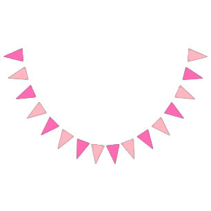 Banderines Bunting: Triangular: Rosa caliente y rosa claro