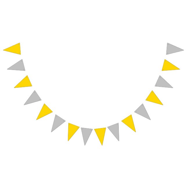Banderines Bunting: Triangular - Triángulos dorados y platead (Todo)