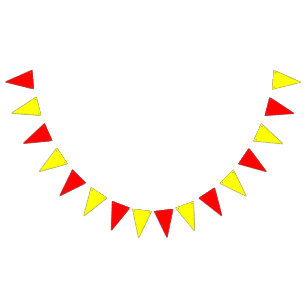 Banderines Bunting: Triángulos Rojos y Amarillos.