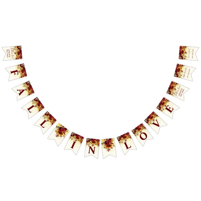 Banderines Caída en el amor girasoles burdeos ducha de novia (Todo)