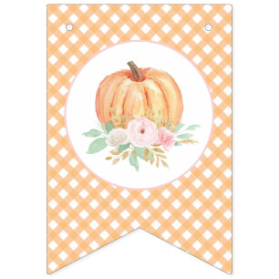Banderines Calabacita Floral naranja Cuadro primer cumpleaños