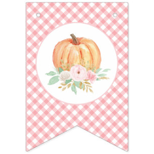 Banderines Calabacita Floral Rosa Cuadros primer cumpleaños