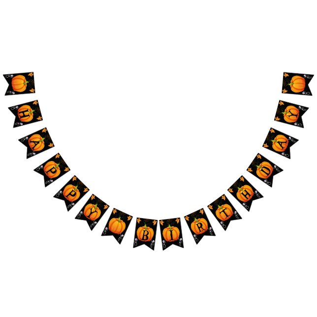 Banderines Calabaza de Halloween feliz cumpleaños (Todo)