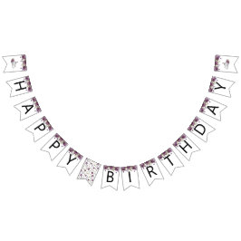 Banderines Calabaza Morado Floral Feliz Cumpleaños Fiesta Dec