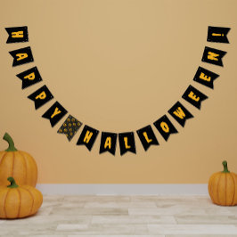 Banderines Calabaza negra de fiesta 'Feliz Halloween'