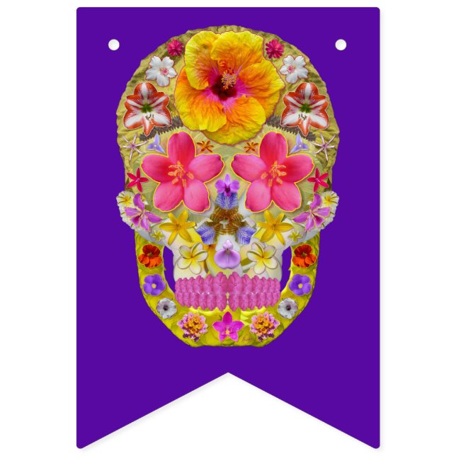 Banderines Calavera de flores 4 - Tropical (Primera bandera)