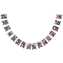 Banderines Calaveras Rosas y Mariposas Goth Acuarela