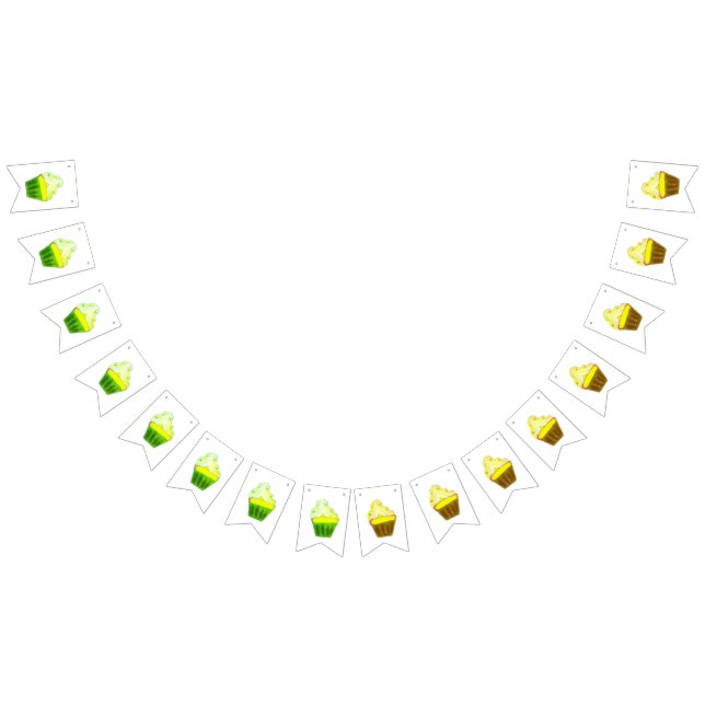 Banderines caligrafía de cupcake amarillo moderno feliz cumpl (Todo)