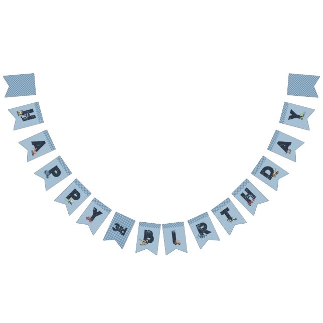 Banderines Camión de construcción personalizado feliz cumplea (Todo)