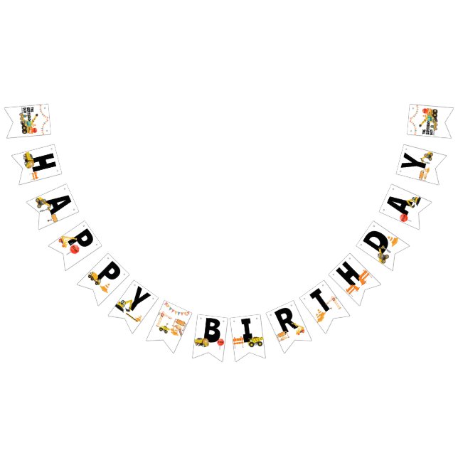 Banderines Camiones de construcción | Fiesta de cumpleaños pa (Todo)