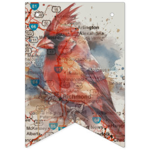 Banderines Cardenal en mapa de carreteras de Virginia Arte ac