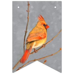 Banderines Cardenal sobre pintura de bifurcaciones - Arte de 