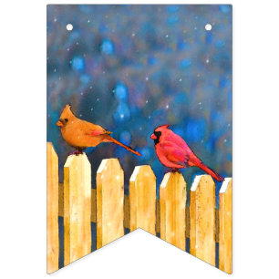 Banderines Cardenales sobre la pintura de la cerca - Arte ori
