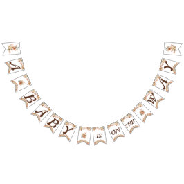 Banderines Cartas marrones florales de Boho en Baby Shower bl