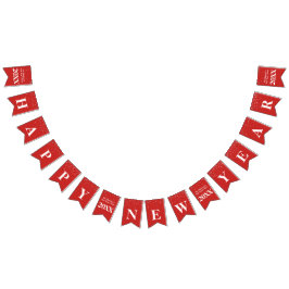 Banderines Celebración blanca roja de la Feliz Año Nuevo de