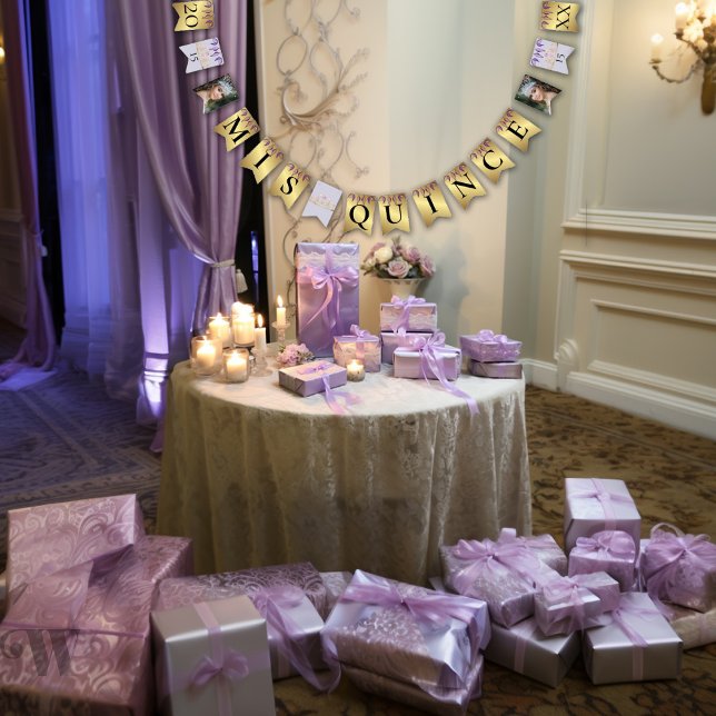 Banderines Celebración de la Quinceañera Purple y Gold (Subido por el creador)