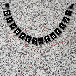 Banderines Celebración del Fiesta del divorcio blanco negro