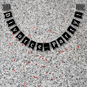 Banderines Celebración del Fiesta del divorcio blanco negro