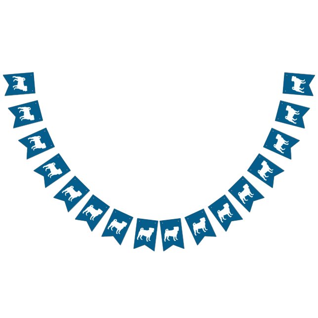 Banderines Celebración del tema azul Pug Fiesta (Todo)