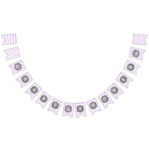 Banderines Chica Baby Shower del elefante de la lavanda
