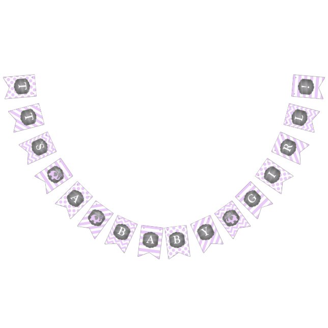 Banderines Chica Baby Shower del elefante de la lavanda (Todo)