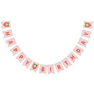 Banderines Chica bebé berry primer cumpleaños rosa fresa