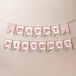 Banderines Chica Cottagecore Rosa 1° cumpleaños