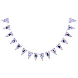 Banderines Chica Cumpleaños Pastel Lofi Flags de Bunting Flor
