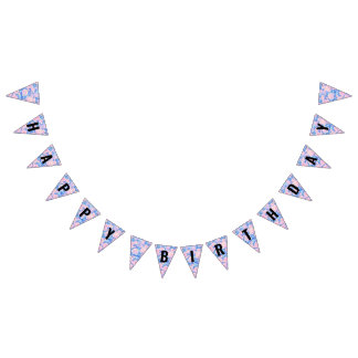 Banderines Chica Cumpleaños Pastel Lofi Flags de Bunting Flor