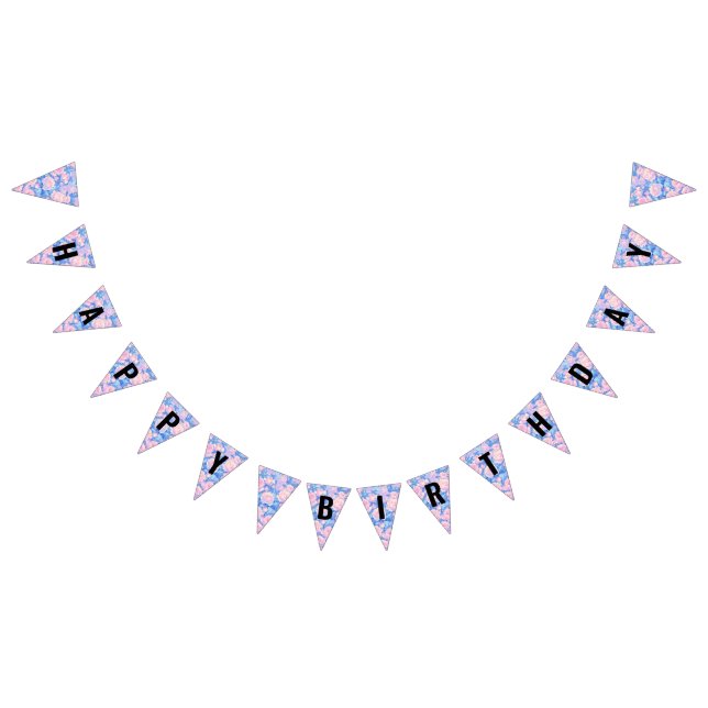 Banderines Chica Cumpleaños Pastel Lofi Flags de Bunting Flor (Todo)