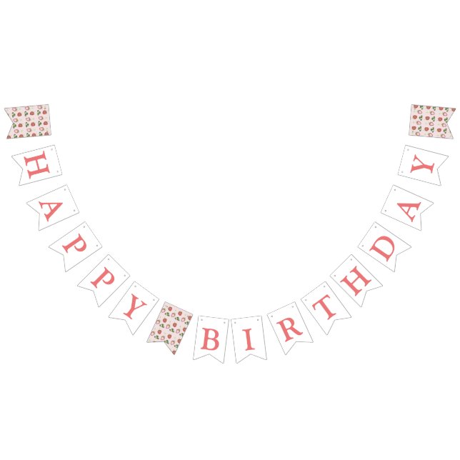 Banderines Chica Cute Red Strawberry Primer Fiesta de cumplea (Todo)