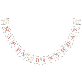 Banderines Chica de flores de jardín de color rosa de cumplea