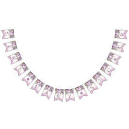 Banderines Chica de flores de jardín morado y rosa Baby Showe