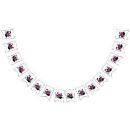 Banderines Chica de tambores con texto divertido morado y neg