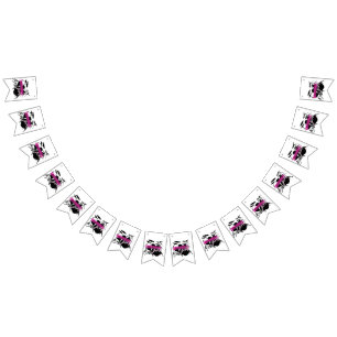 Banderines Chica de tambores con texto divertido morado y neg